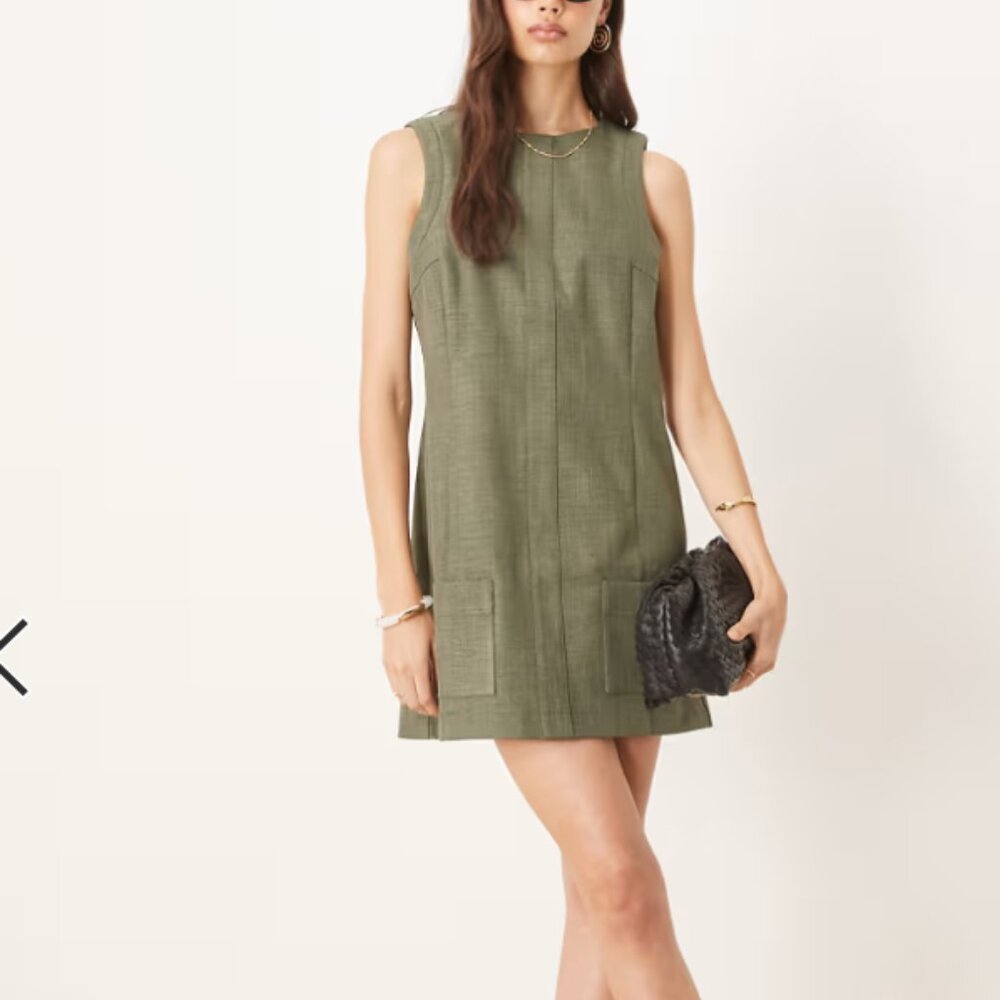Mini Shift Dress - Tall - Deep Green Kahaki